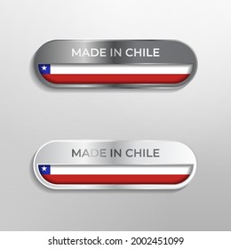 Made in Chile Label, Symbol or Logo Luxury Glossy Grey and White 3D Illustration