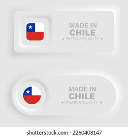 Made in Chile neumorphic graphic and label. Element of impact for the use you want to make of it.