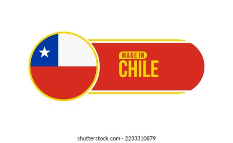 Made in Chile. Product packaging label with Chile flag. Vector illustration