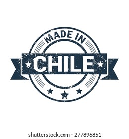 Made in Chile - Round blue grunge rubber stamp design isolated on white background. vector illustration vintage texture.