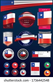 Made in Chile Seal Collection, Chilean Flag Ribbon and Background (vector Art)