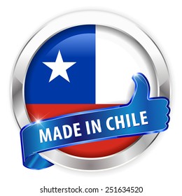 made in chile silver badge isolated button on white background - vector eps10