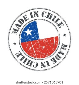 Made in Chile stamp scratched flag badge logo vector illustration