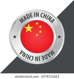 Made in China badge logo flag sticker 3d vector illustration isolated on white