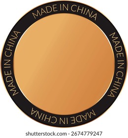 made in China - Anuncio de Botón redondo de color dorado con marco negro - insignia dorada