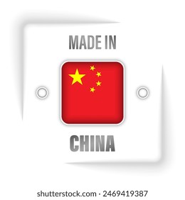 Made in China graphic and label. Element of impact for the use you want to make of it.