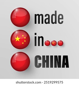 Made in China graphic and label. Element of impact for the use you want to make of it.