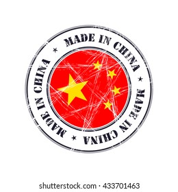 Made in China grunge rubber stamp with flag
