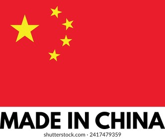 Made in china icon with Chinese flag . Made in China label . Vector illustration