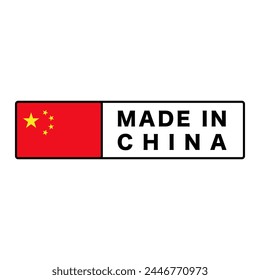 Icono MADE IN CHINA. Bandera y etiqueta chinas. Vector.