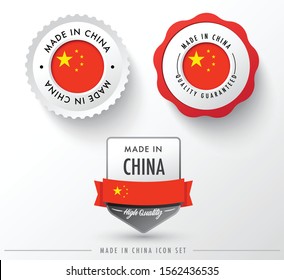 Made in China icon set isolated on white background ,for infographics and banner templates : Vector Illustration