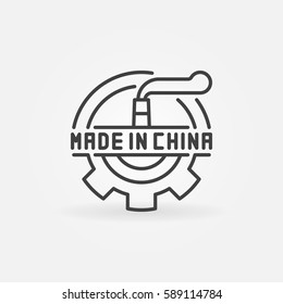 Made in China industrial icon. Vector abstract symbol for chinese products in thin line style