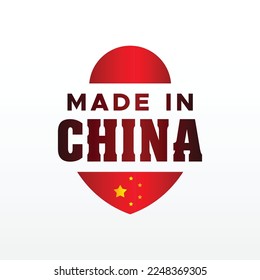 Made in China Label Flat Design