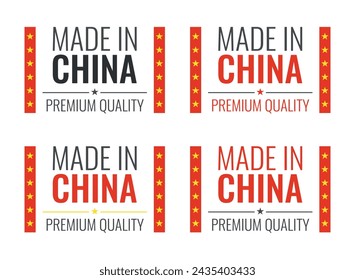made in China labels set, Chinese product icons