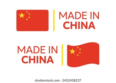 made in China labels set, Chinese product icons