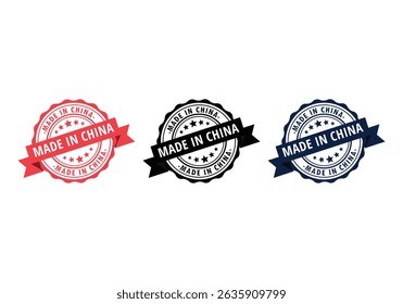 made in China labels set, Chinese product emblem