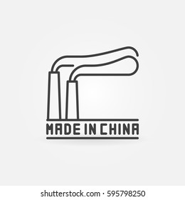 Made in China line icon - vector factory smoking pipes concept sign or logo element