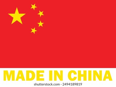 Made in China, Make in China, Manufacture sign, Chinese product icon, Made in China icon, Made in China with Flag