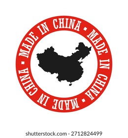 Feito na China crachá redondo com China mapa silhueta