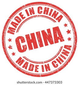 Feito na China carimbo. Cor vermelha feita na impressão de china. Feito no conceito de china.