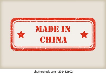 Made in China rubber stamp.Vector illustration.