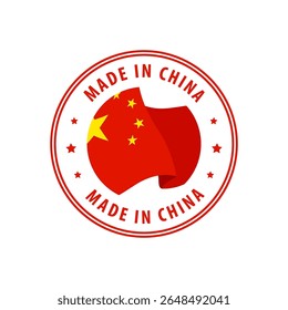 Made in China stamp, sticker. Vector illustration.