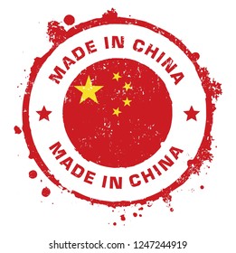 Made in China Stamp. Vector Illustration Sign.