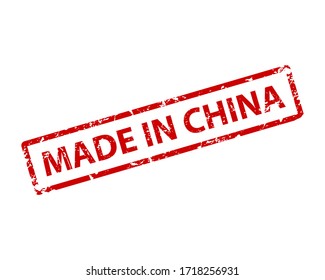 Hergestellt in China Stempel Vektorstruktur. Gummi-Klischee-Aufdruck. Web- oder Print-Design-Element für Zeichen, Aufkleber, Beschriftung