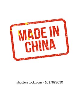 Made in China. Vector Flag Illustration design stamp label