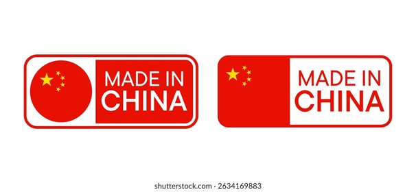 Made in China vector icon sen. Made in China badges and emblems