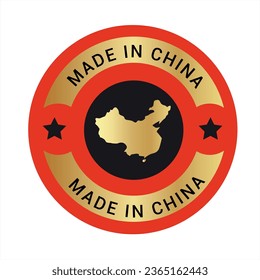 Logotipo vectorial hecho en China, placa, icono. Logo de la bandera de China