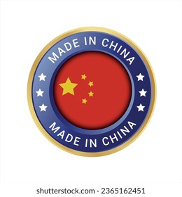 Made in China vector logo, badge, icon. Made in China flag logo