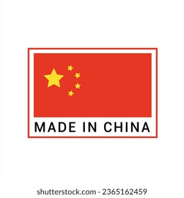 Made in China vector logo, badge, icon. Made in China flag logo