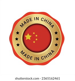 Made in China vector logo, badge, icon. Made in China flag logo