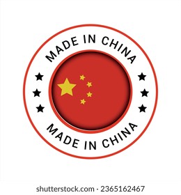 Made in China vector logo, badge, icon. Made in China flag logo