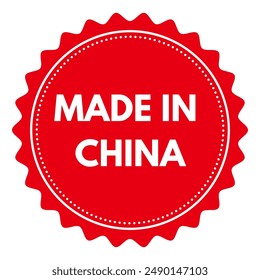 Hecho en China Marca de agua o sello. Pegatina roja simple de hecho en China.