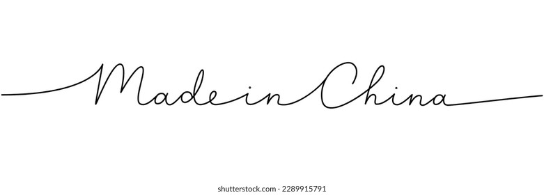 Made in China - Wort mit einer durchgehenden Linie. Minimalistische Zeichnung der Phrasentreppe. China Land - kontinuierliche Illustration in einer Linie.