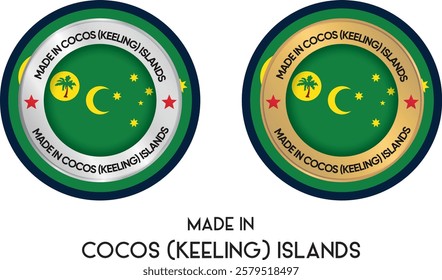 Made in Cocos (Keeling) Islands. Premium labels, stickers, pointer, badge and symbol of Cocos (Keeling) Islands flag icon. Collection vector illustration