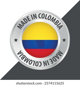 Made in Colombia badge logo flag sticker 3d vector illustration isolated on white