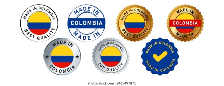 made in colombia circle seal badge stamp sign for manufactured country quality product industry