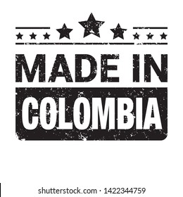 Made in Colombia collection of ribbon, logo, label, stickers, badge, icon and page curl with Colombia flag symbol. Vector illustration isolated on white background.  Stamp with Made in Colombia text.
