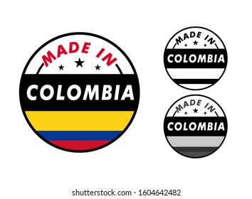 Made in Colombia with and Colombia flag for label, stickers, badge