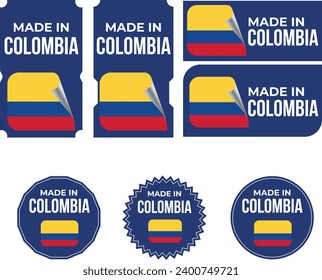 Hecho en Colombia. Bandera de Colombia, Etiqueta, Sello, Sello, Bandera, Vector de Icono