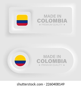 Made in Colombia neumorphic graphic and label. Element of impact for the use you want to make of it.