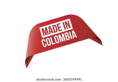 Made in Colombia red ribbon label banner.