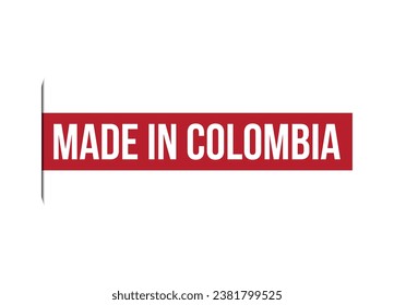 Dibujo de pancarta de vector rojo hecho en Colombia aislado en fondo blanco