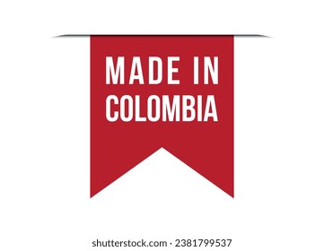 Dibujo de pancarta de vector rojo hecho en Colombia aislado en fondo blanco