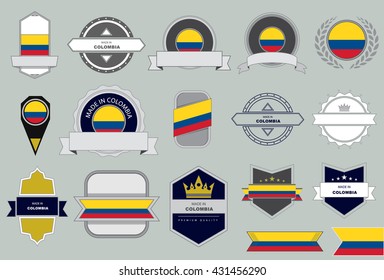 Made in Colombia Seal, Colombian Flag (Vector Art)