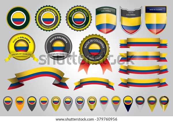 Made Colombia Seal Colombian Flag Vector Stock Vector (Royalty Free ...