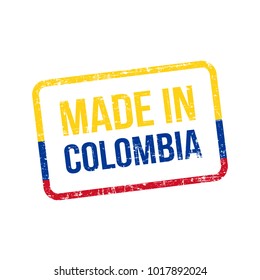 Made in Colombia. Vector Flag Illustration design stamp label